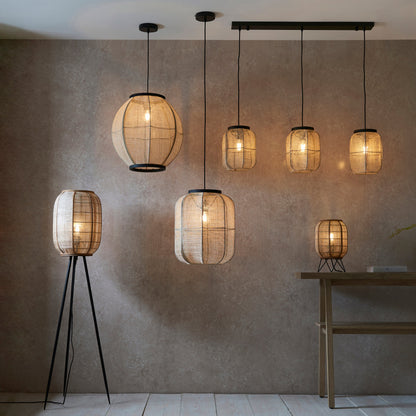 Zaire Floor Lamp, Linen/Bamboo