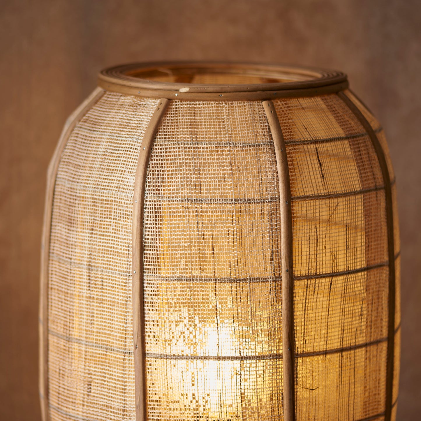 Zaire Floor Lamp, Linen/Bamboo