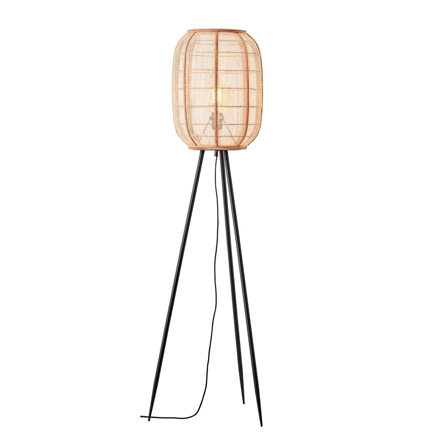Zaire Floor Lamp, Linen/Bamboo