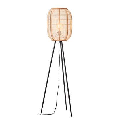 Zaire Floor Lamp, Linen/Bamboo