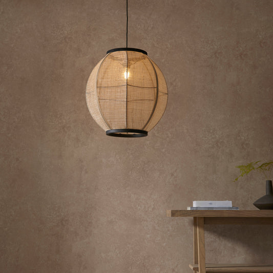 Zaire 47cm Pendant Light, Linen/Bamboo