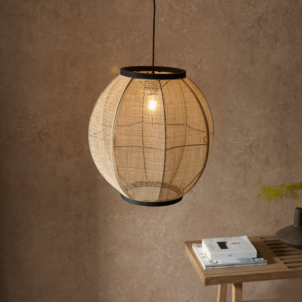 Zaire 47cm Pendant Light, Linen/Bamboo