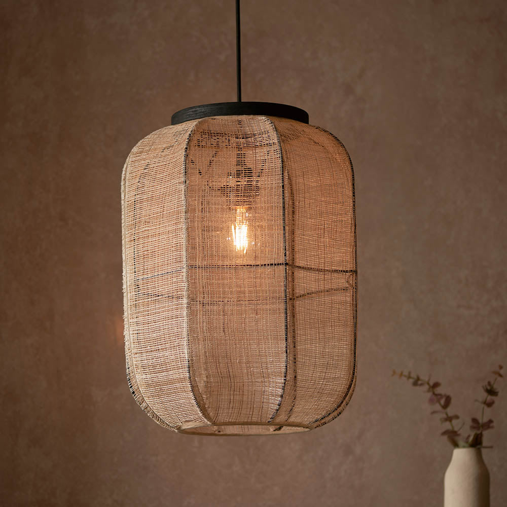 Zaire 38cm Pendant Light, Linen/Bamboo