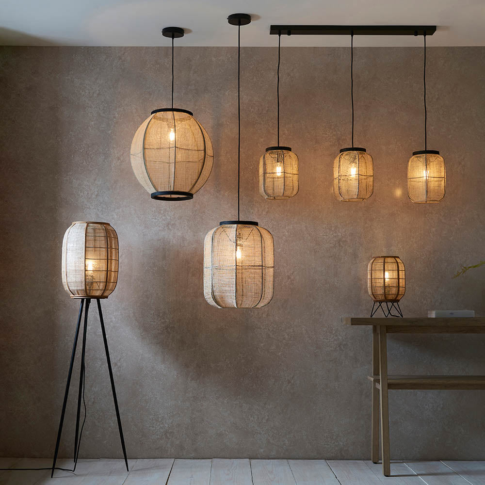 Zaire 38cm Pendant Light, Linen/Bamboo