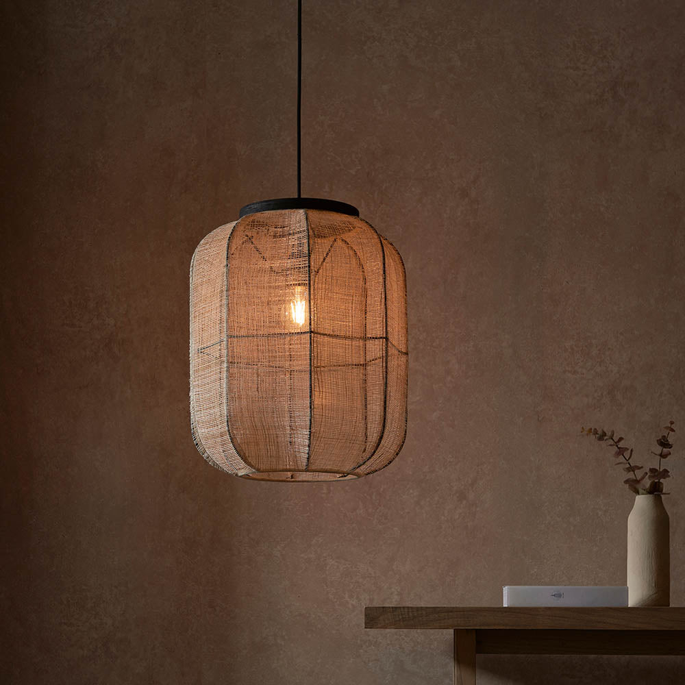 Zaire 38cm Pendant Light, Linen/Bamboo