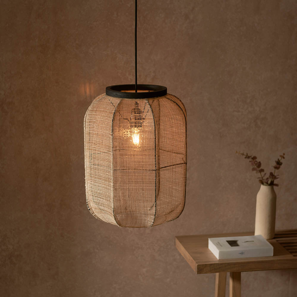 Zaire 38cm Pendant Light, Linen/Bamboo