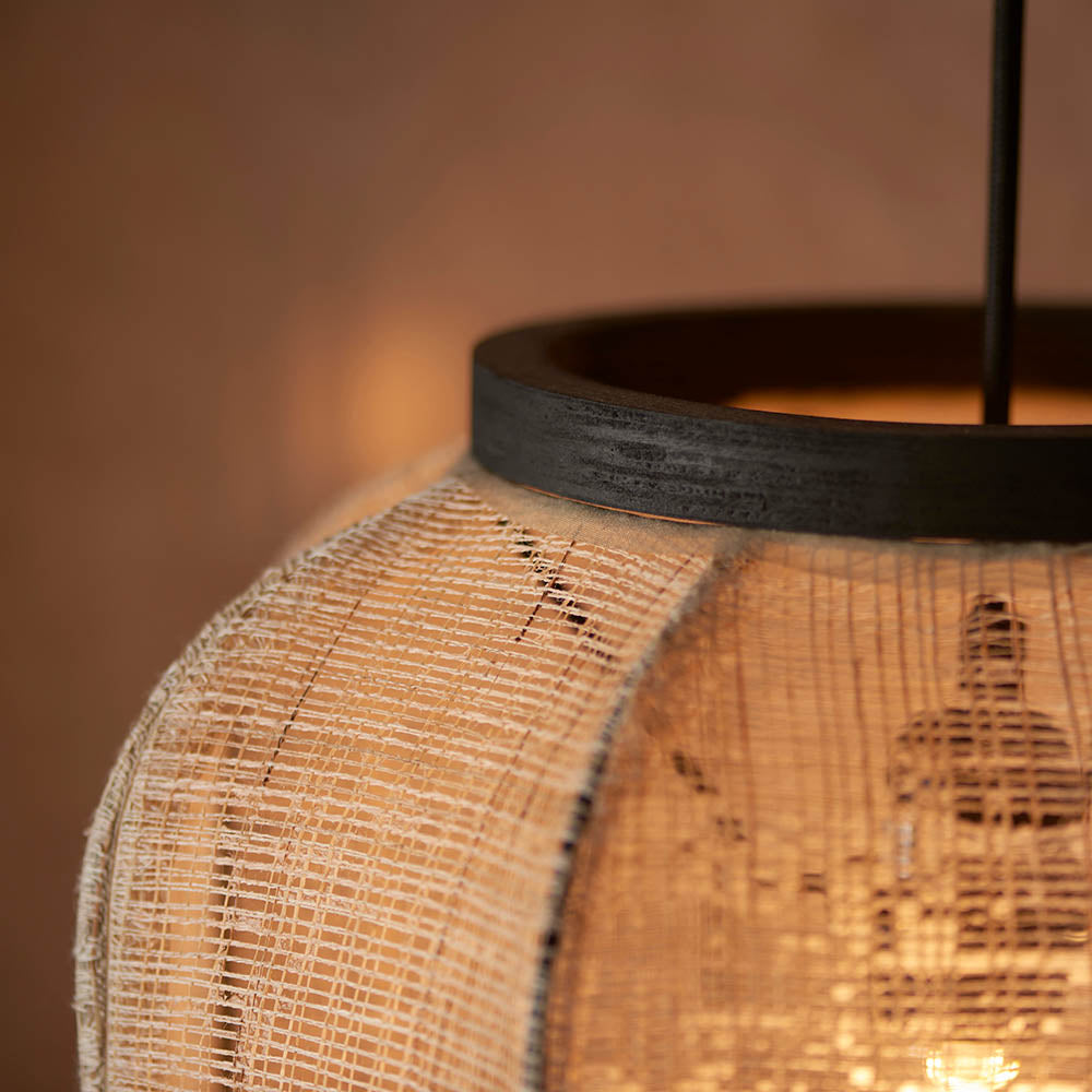 Zaire 38cm Pendant Light, Linen/Bamboo