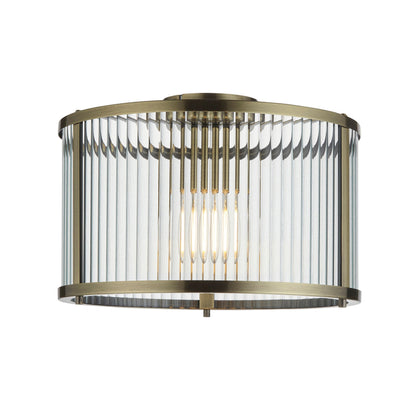 Ridgeton Flush Ceiling Light, Antique Brass
