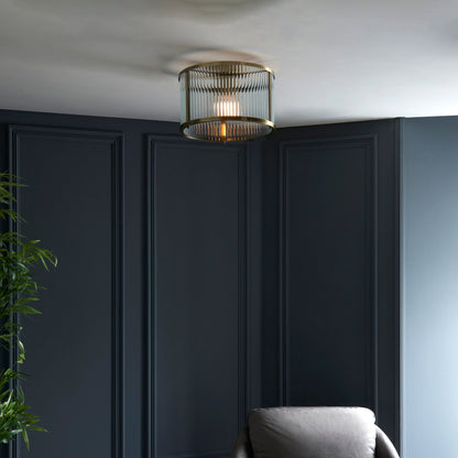 Ridgeton Flush Ceiling Light, Antique Brass