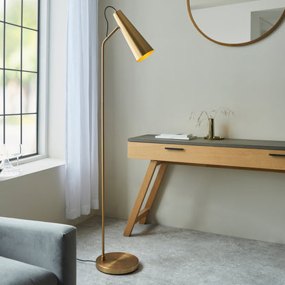 Karna Floor Lamp, Antique Brass