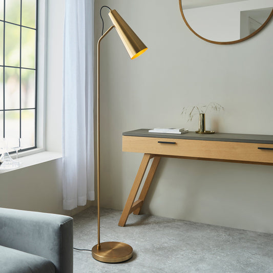 Karna Floor Lamp, Antique Brass