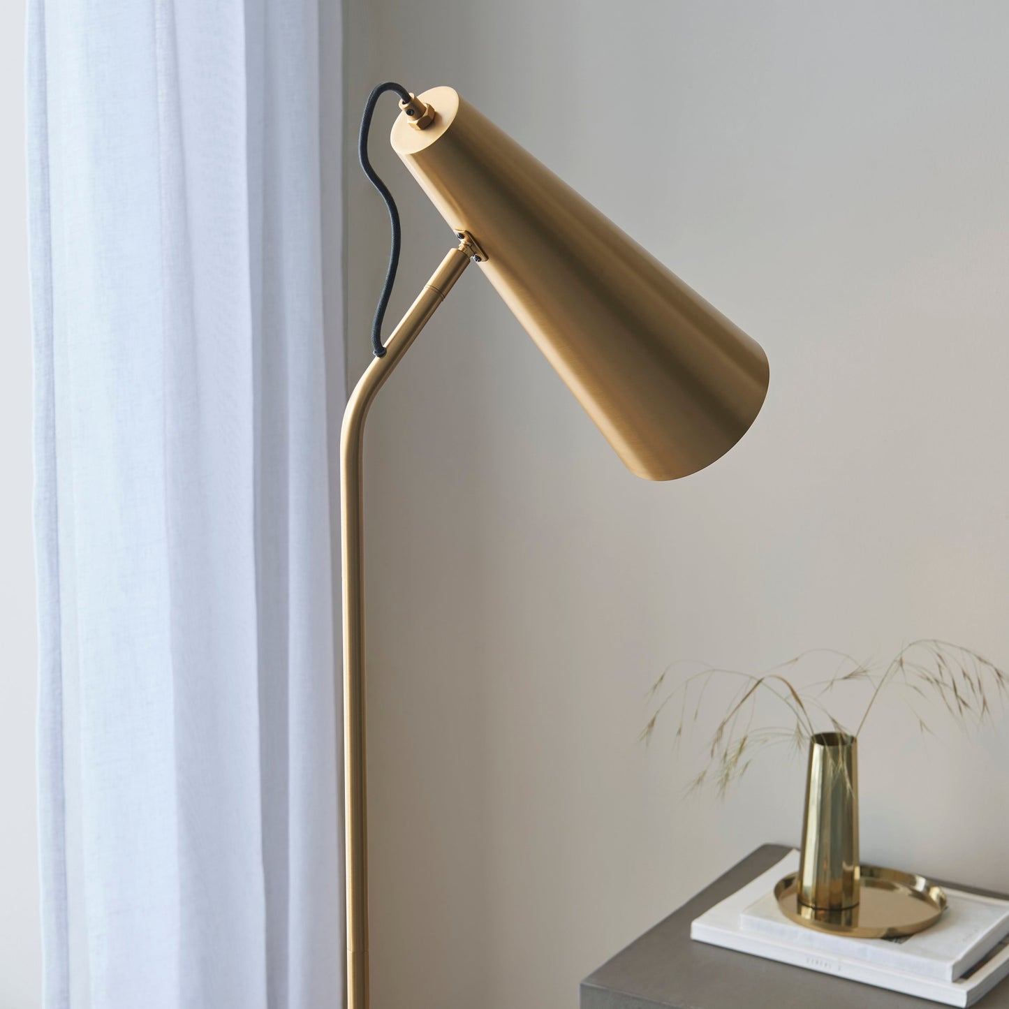 Karna Floor Lamp, Antique Brass