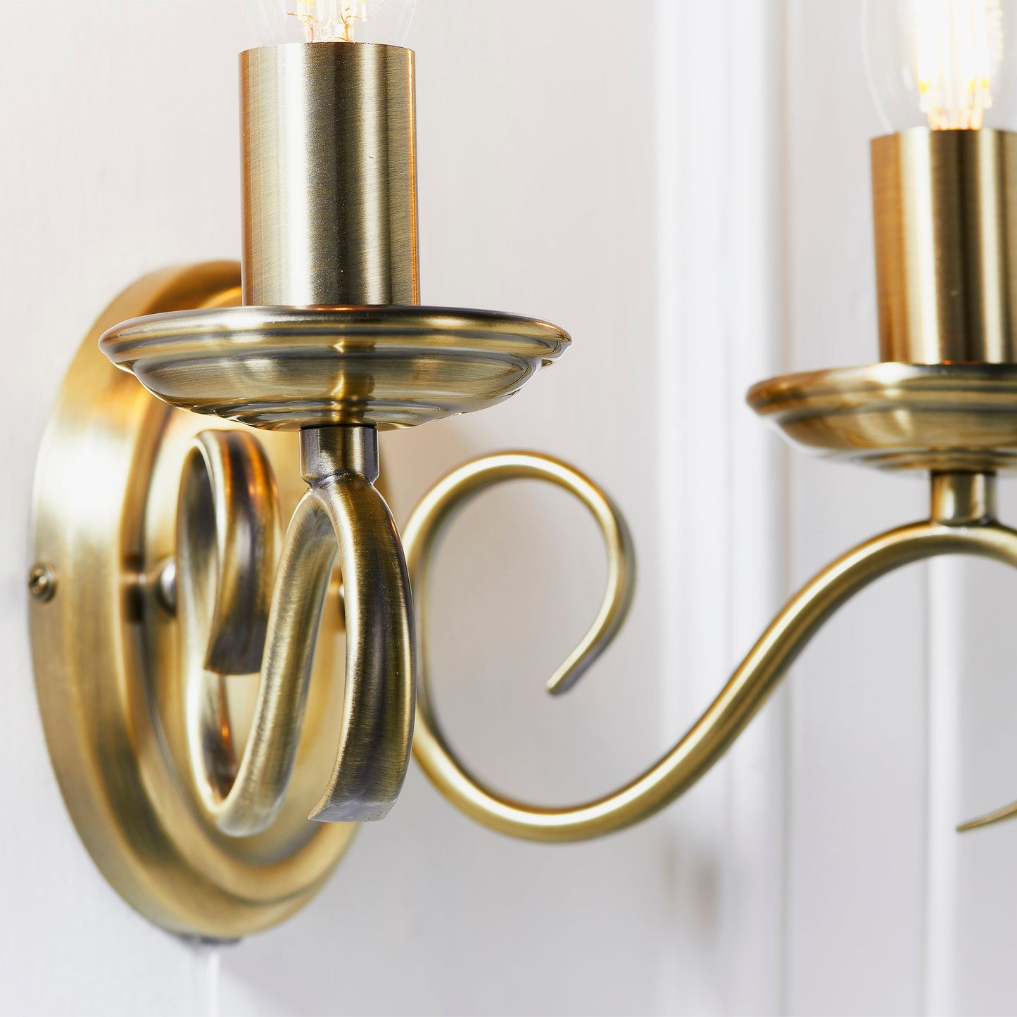 Bernice Twin Wall Light, Antique Brass