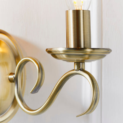 Bernice Twin Wall Light, Antique Brass