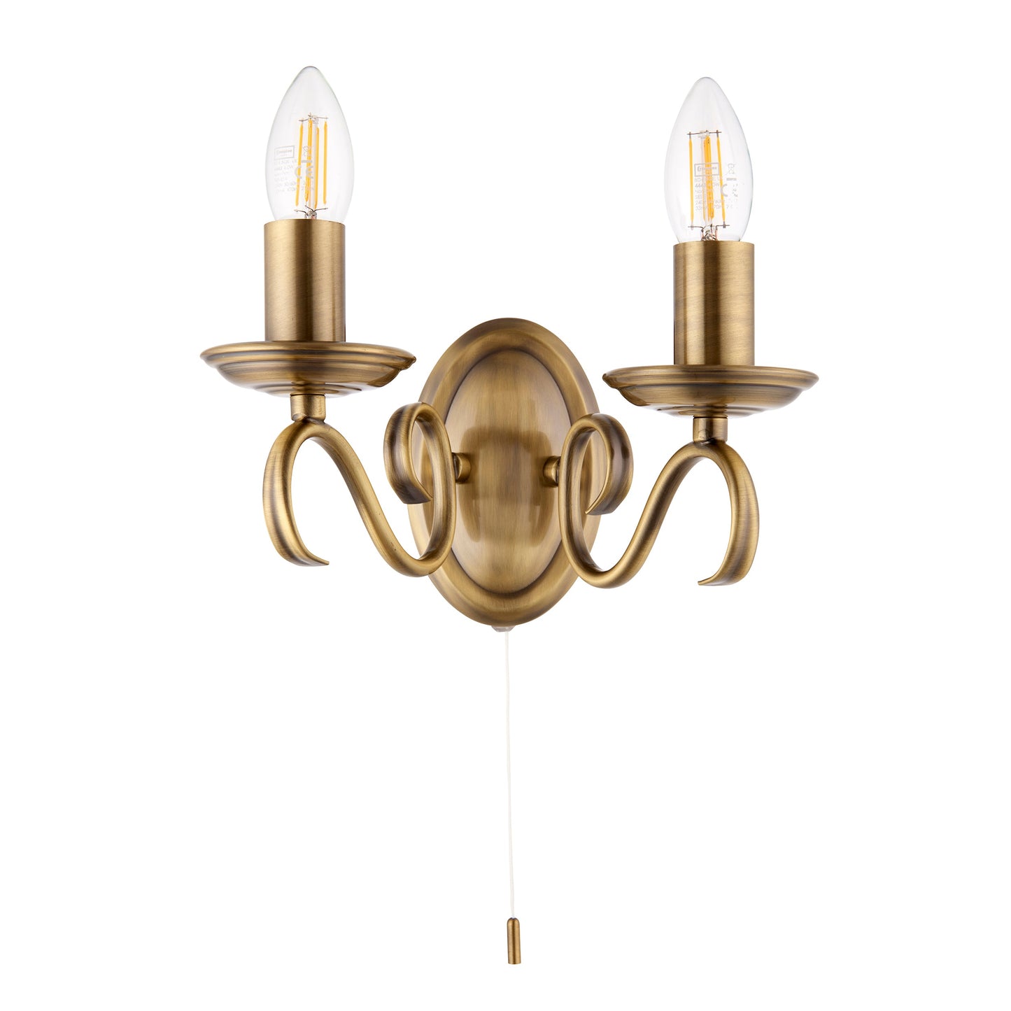 Bernice Twin Wall Light, Antique Brass
