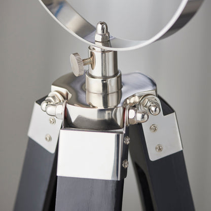 Nautical Floor Lamp, Polished Nickel/Black