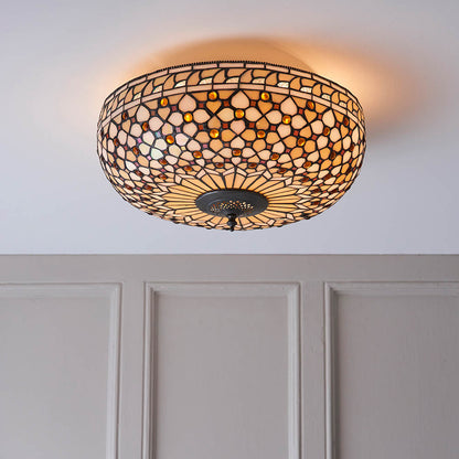Mille Feux 45cm Tiffany Flush Ceiling Light