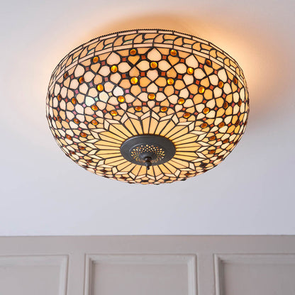 Mille Feux 45cm Tiffany Flush Ceiling Light