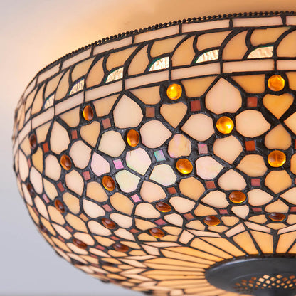 Mille Feux 45cm Tiffany Flush Ceiling Light