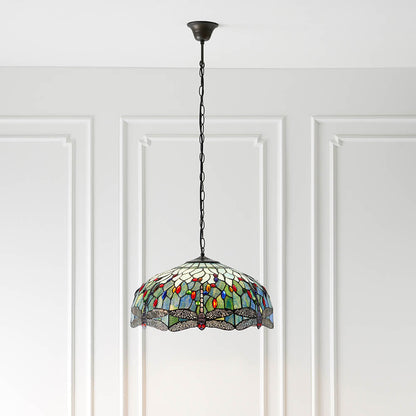 Dragonfly 50cm Tiffany Pendant Light, Blue