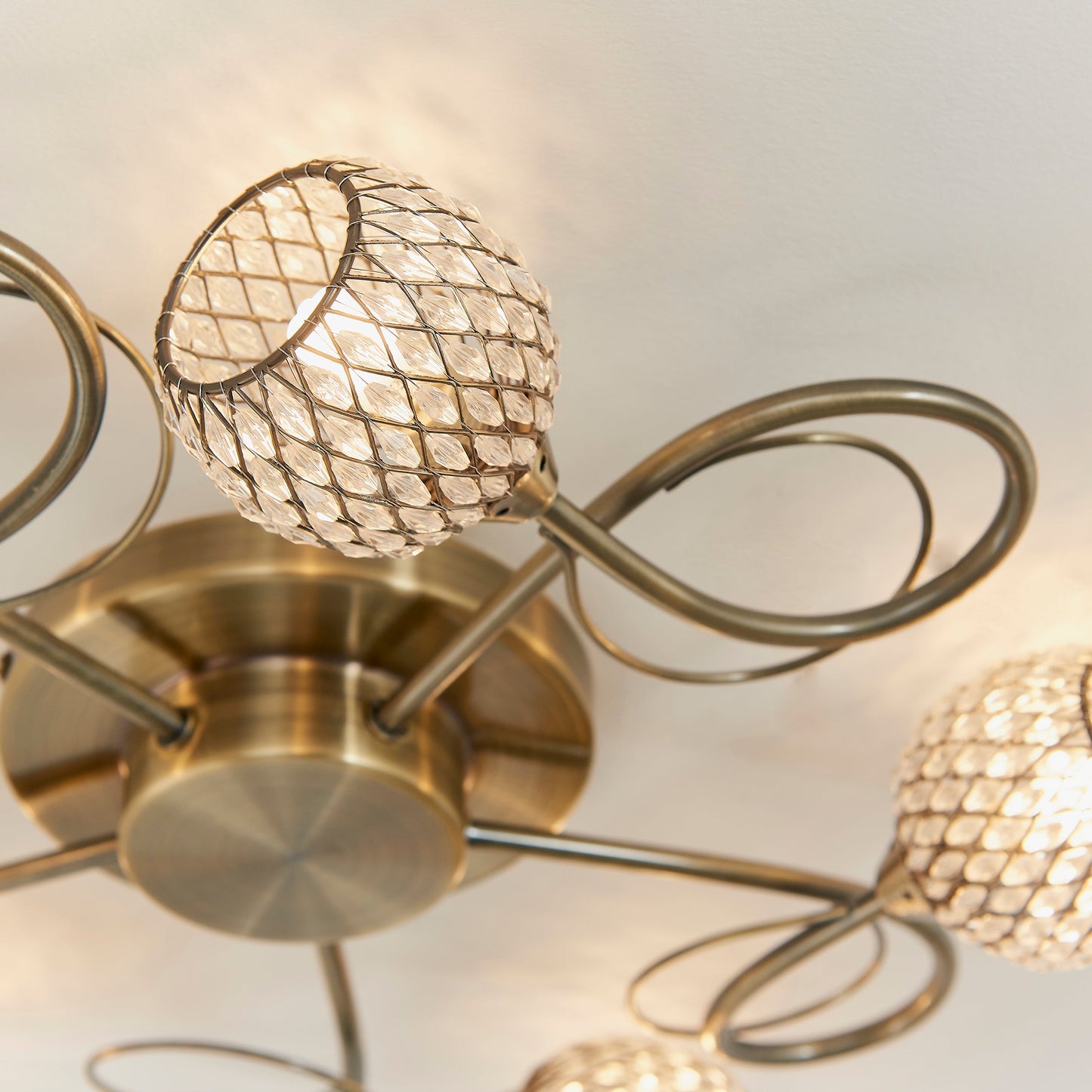 Aherne 5 Light Semi-flush Ceiling Light, Antique Brass