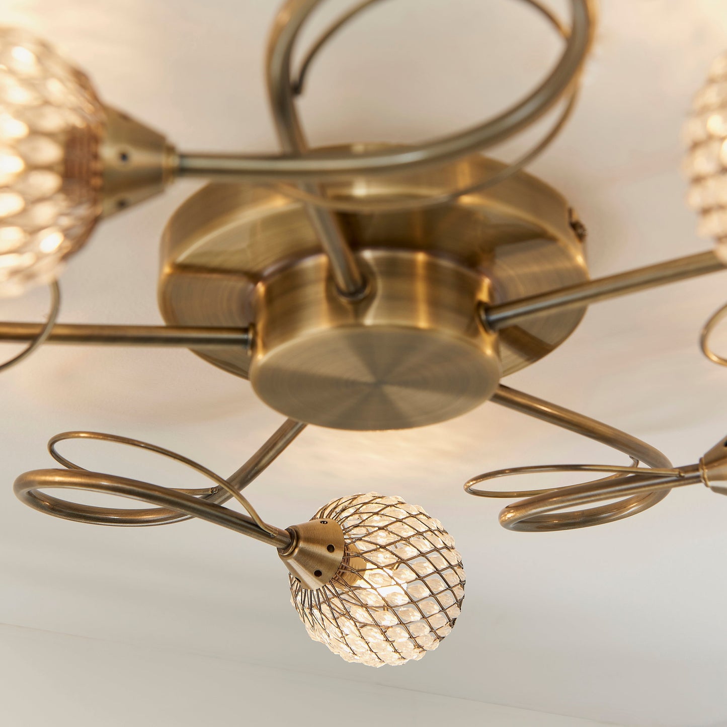 Aherne 5 Light Semi-flush Ceiling Light, Antique Brass
