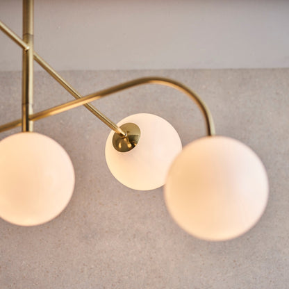 Otto 5-Light Semi-flush Ceiling Light, Opal/Brass