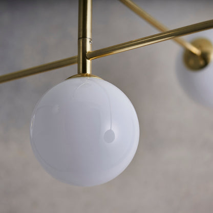 Otto 5-Light Semi-flush Ceiling Light, Opal/Brass