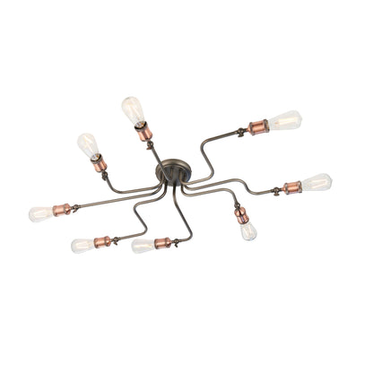 Hal 8-Light Semi-flush Ceiling Light, Aged Pewter/Copper