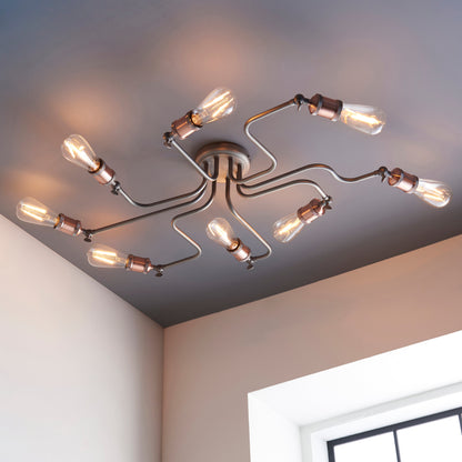 Hal 8-Light Semi-flush Ceiling Light, Aged Pewter/Copper