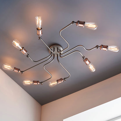 Hal 8-Light Semi-flush Ceiling Light, Aged Pewter/Copper