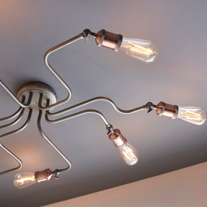 Hal 8-Light Semi-flush Ceiling Light, Aged Pewter/Copper