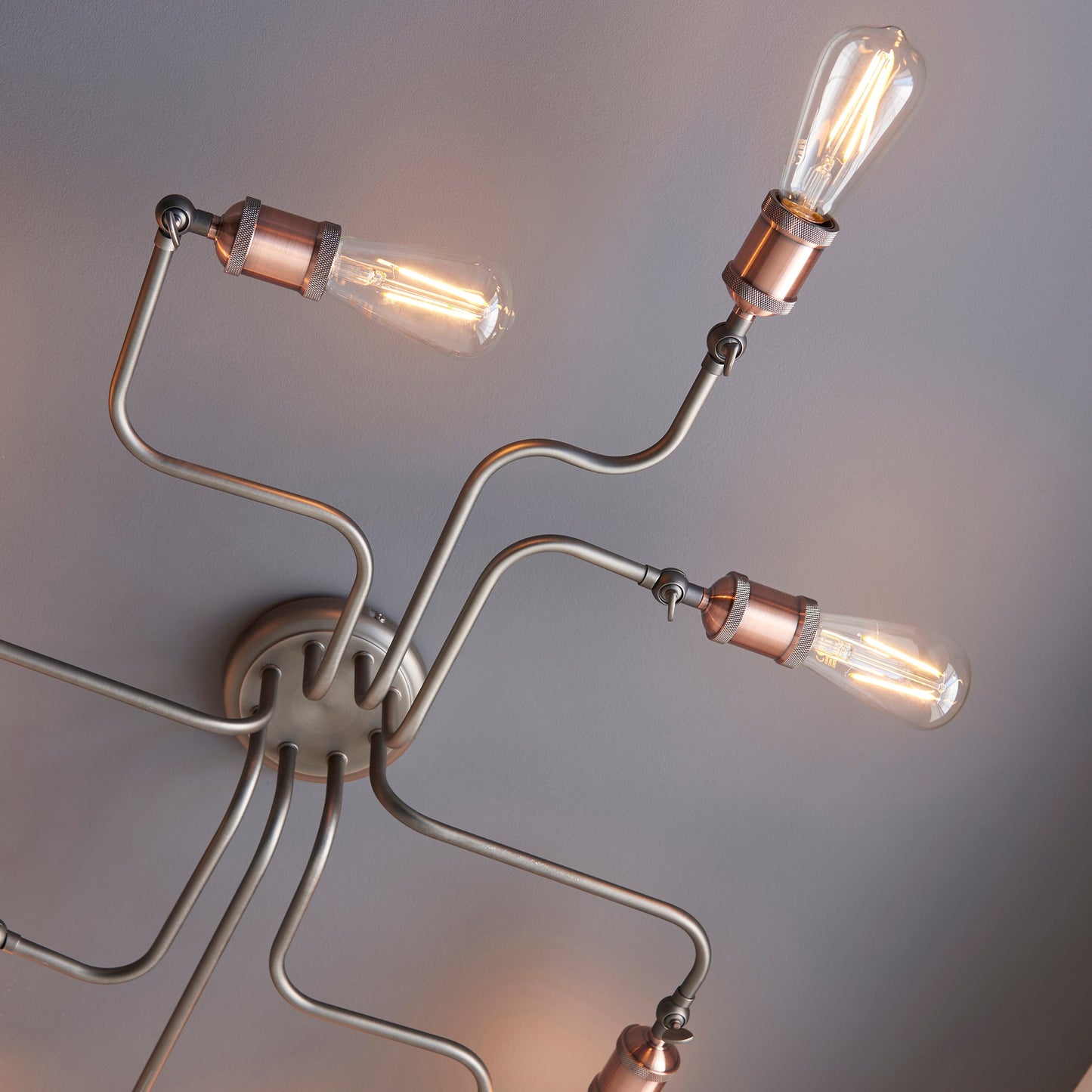 Hal 8-Light Semi-flush Ceiling Light, Aged Pewter/Copper