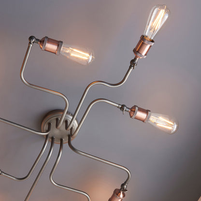 Hal 8-Light Semi-flush Ceiling Light, Aged Pewter/Copper