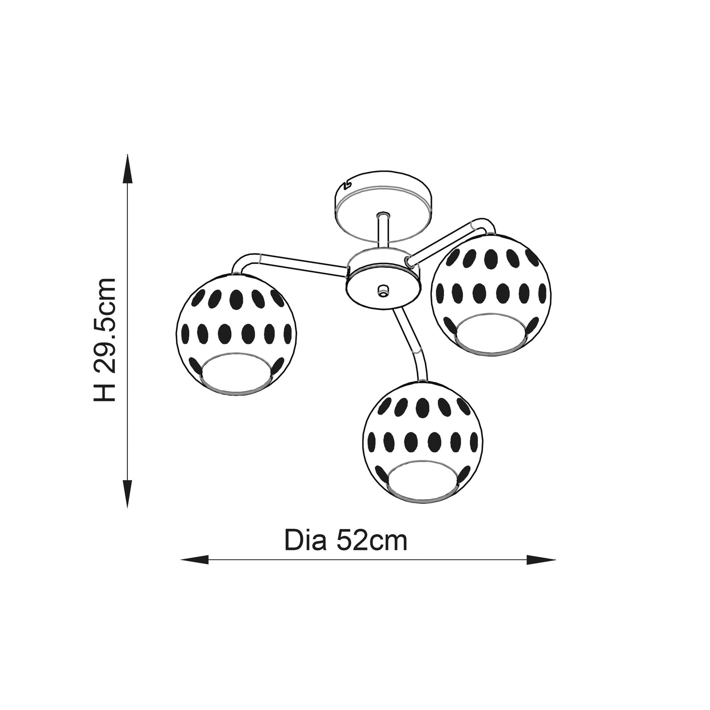Dimple 3-Light Semi-flush Ceiling Light