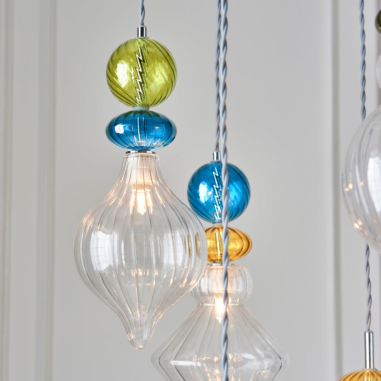 April 6-Light Cluster Pendant Light, Multi-coloured Glass