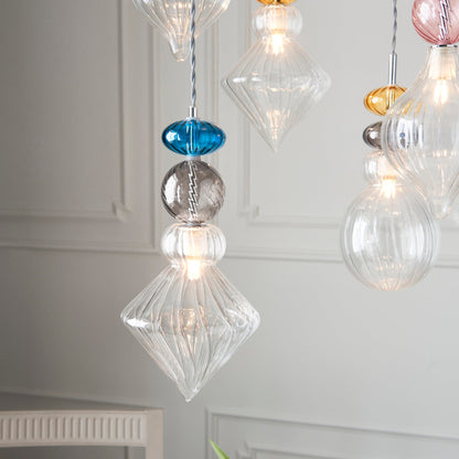 April 6-Light Cluster Pendant Light, Multi-coloured Glass