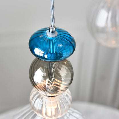 April 6-Light Cluster Pendant Light, Multi-coloured Glass