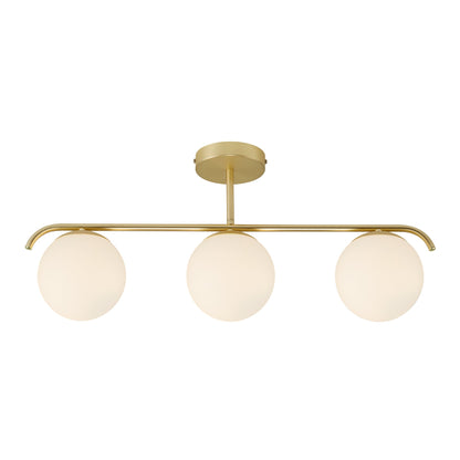 Grant 3-Light Ceiling Light, Opal/Brass