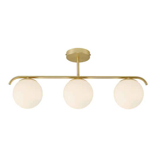 Grant 3-Light Ceiling Light, Opal/Brass