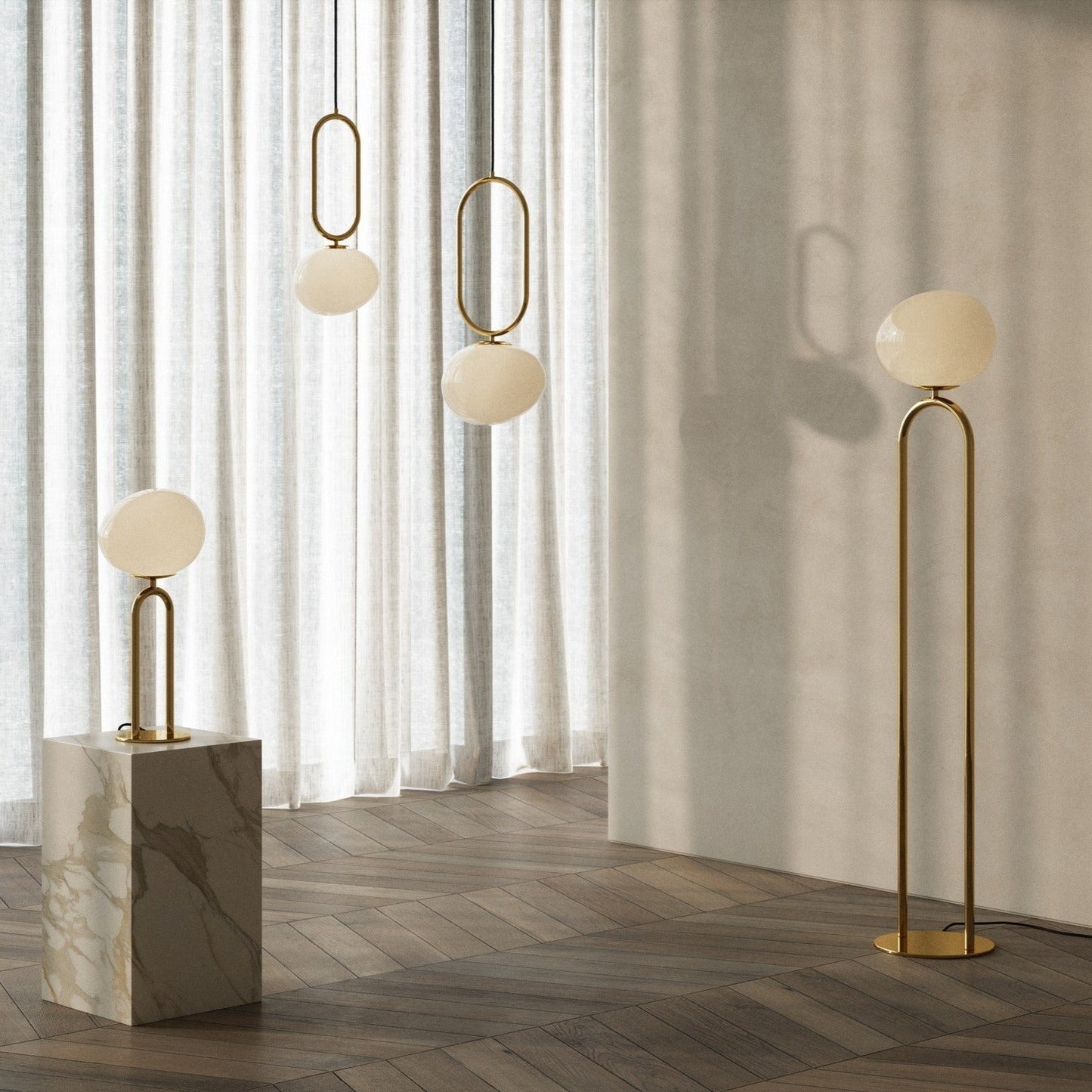 Shapes Floor Lamp, Brass
