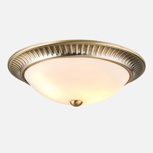 Brahm Flush Ceiling Light, Antique Brass/Opal