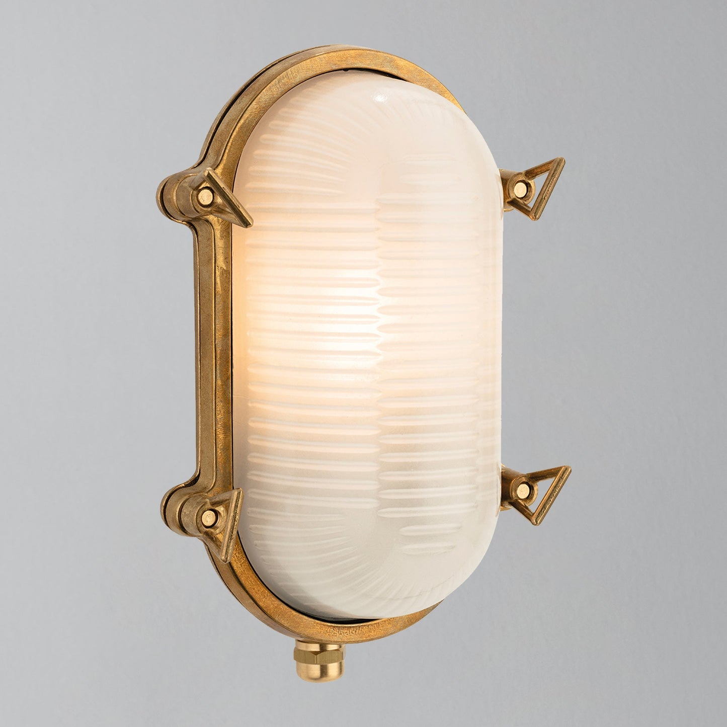 Jude Oblong Solid Brass Nautic Bulkhead with Frosted Glass
