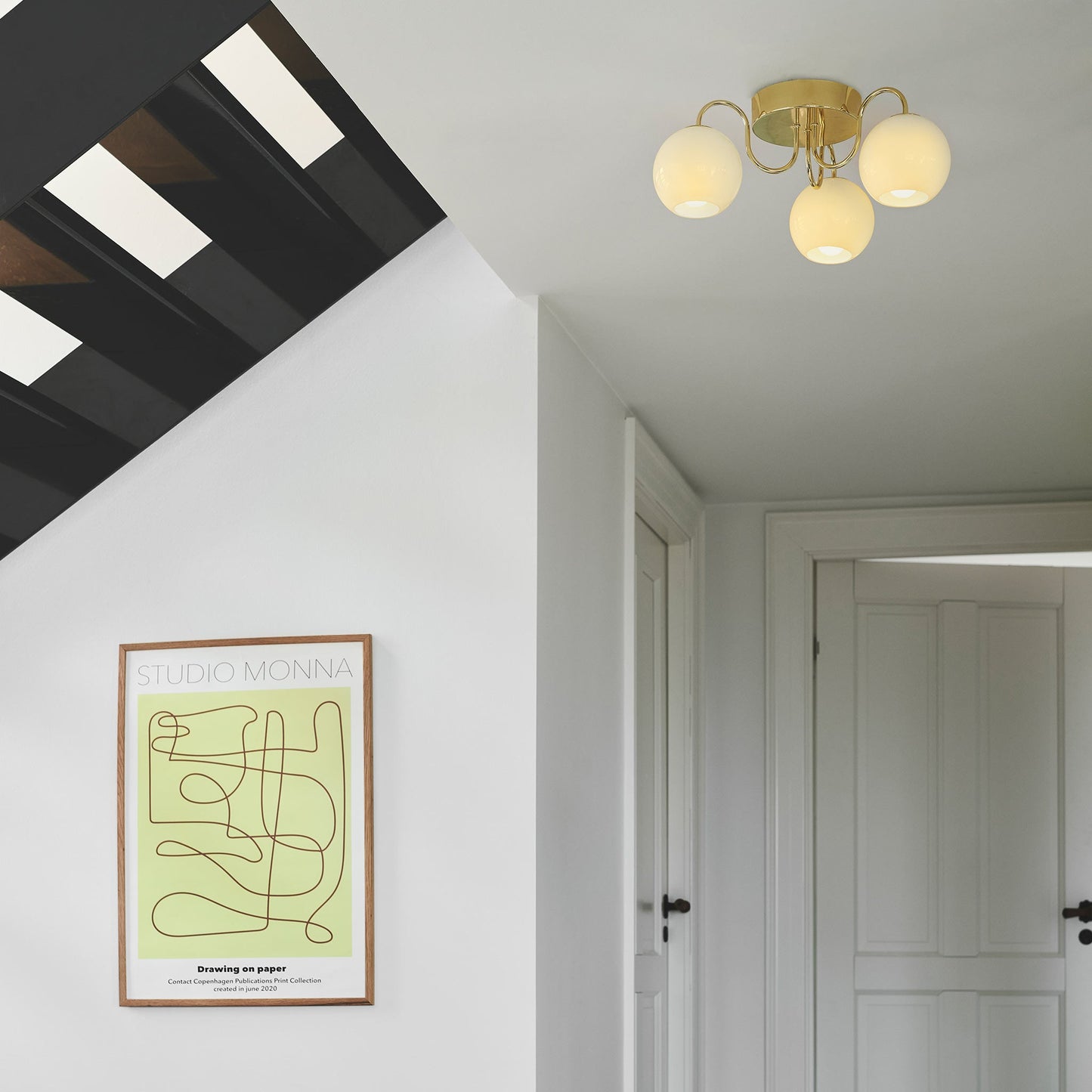Franca Semi-flush Ceiling Light, Brass
