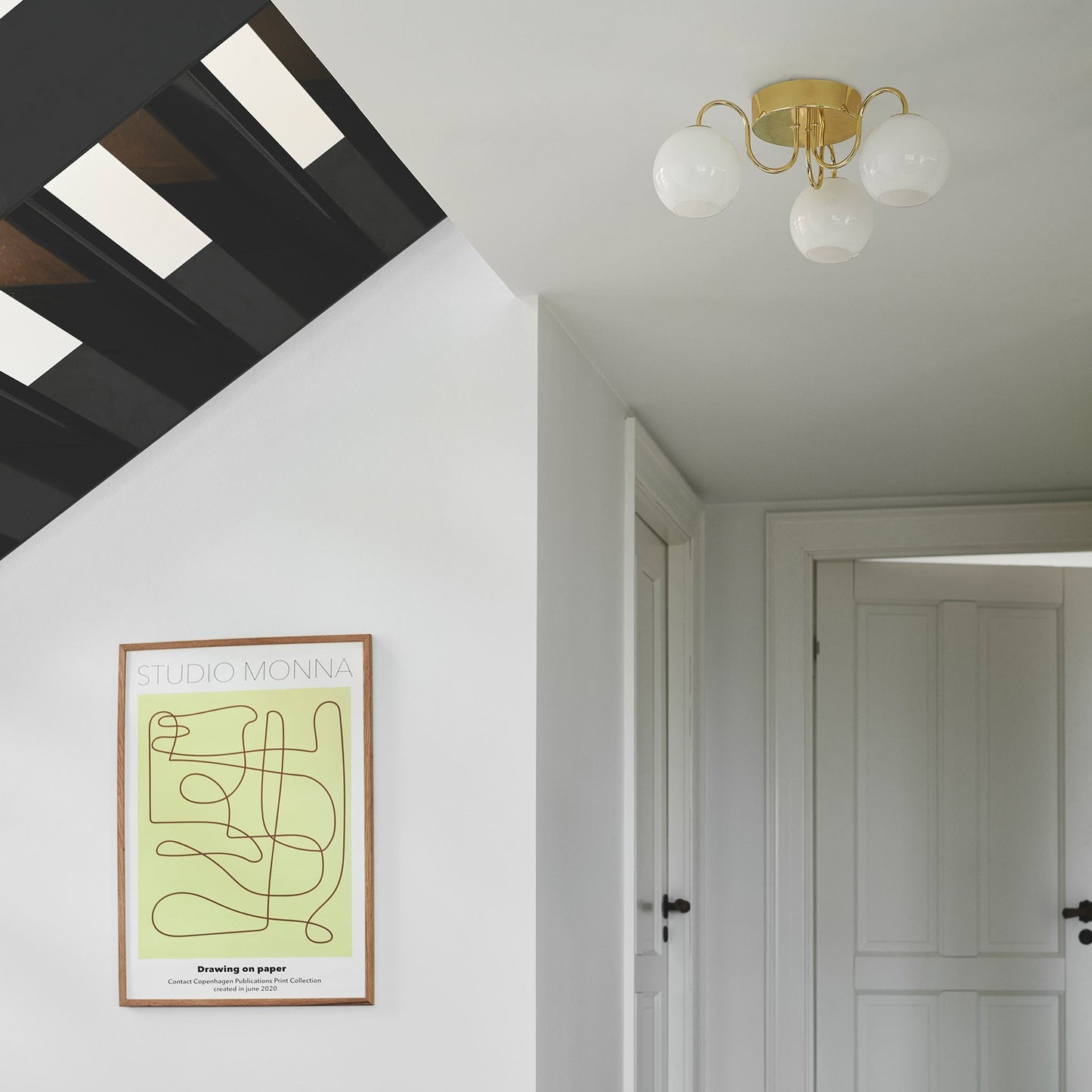 Franca Semi-flush Ceiling Light, Brass